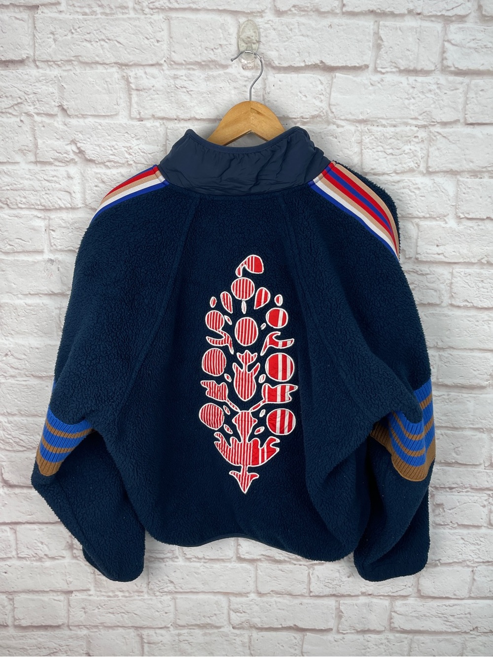 Free People Movement Mountain High Sporty Logo Fleece Navy Blue Jacket Size M